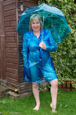 PVC Raincoat in the Garden