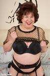 AuntieTrisha Black Lingerie and Gold Fishnet Dress