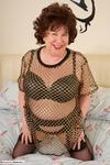 AuntieTrisha Black Lingerie and Gold Fishnet Dress
