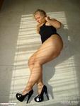 LusciousModels Curvy Meile, black bodystocking and high heels