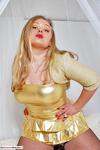 LusciousModels Curvy Meile short gold dress upskirt