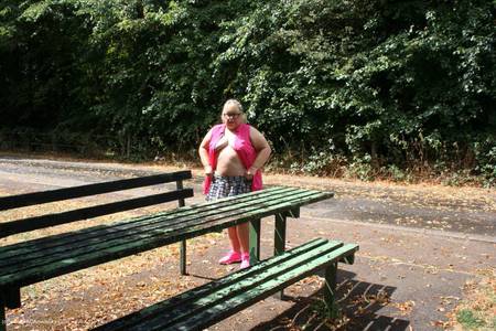 Lexie Strips At The Picnic Bench